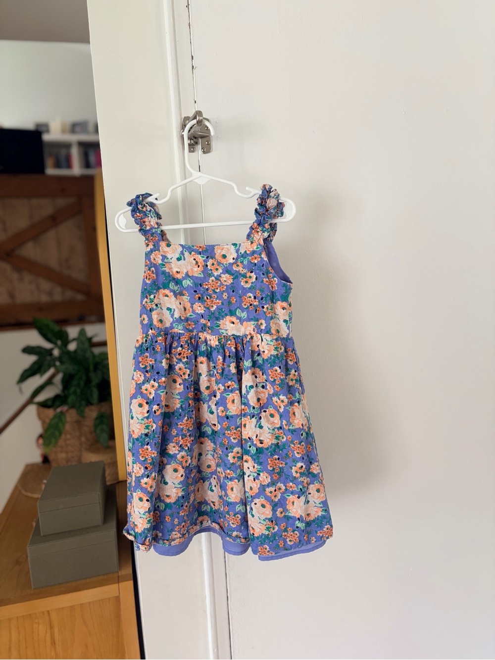 btween Purple Floral Sundress with Ruffle Straps